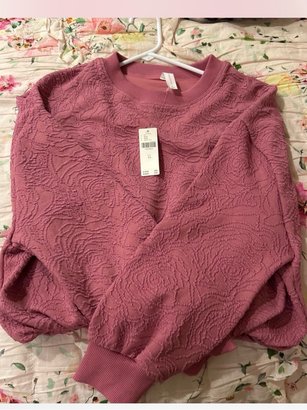 Textured Rose Pink Crewneck Sweatshirt